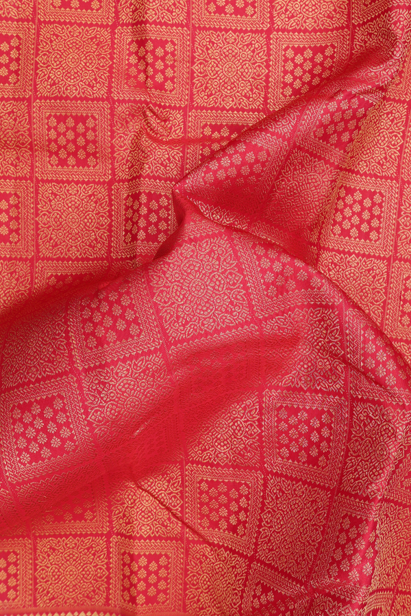 Kanchipuram Silk Saree In Red With Brocade Design