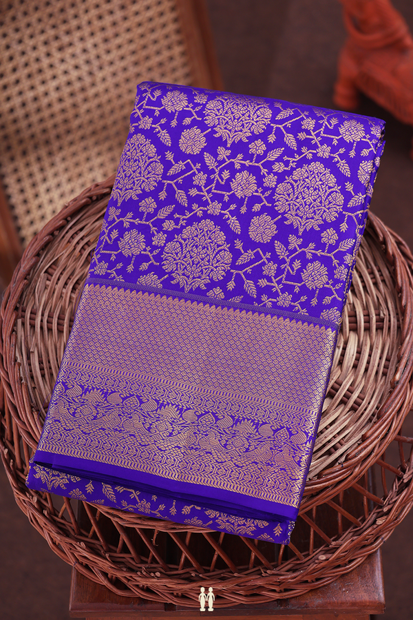 Kanchipuram Silk Saree In Royal Blue With Brocade Design