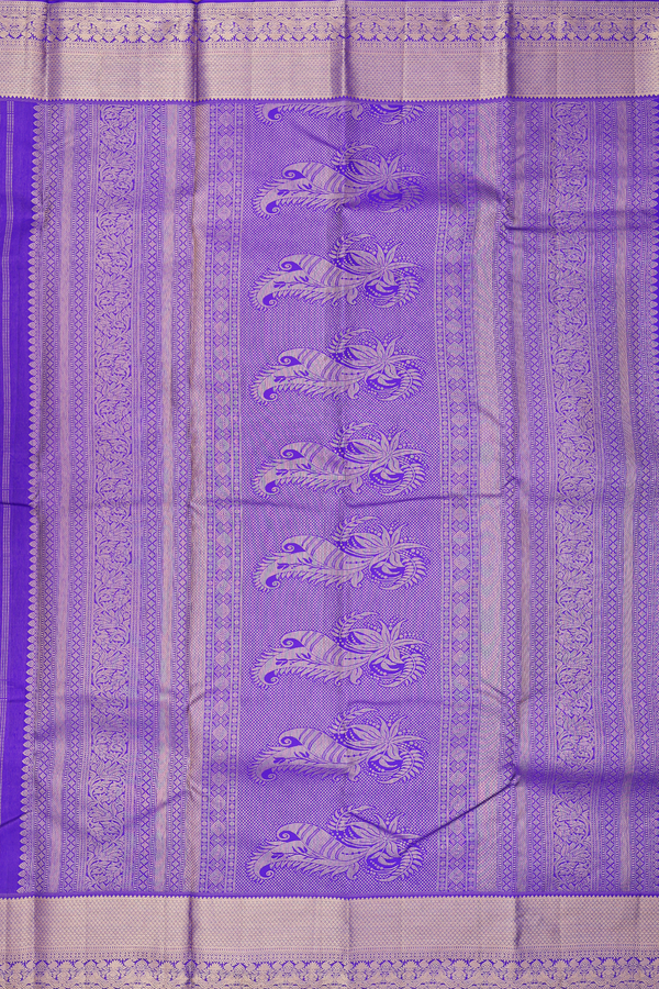 Kanchipuram Silk Saree In Royal Blue With Brocade Design