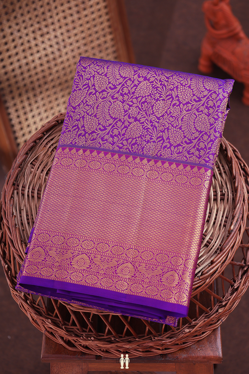 Kanchipuram Silk Saree In Purple With Brocade Design