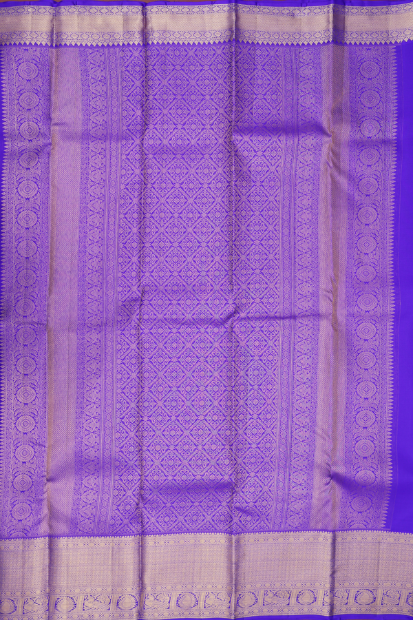 Kanchipuram Silk Saree In Indigo Blue With Brocade Design