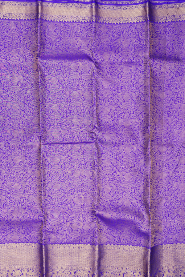 Kanchipuram Silk Saree In Indigo Blue With Brocade Design