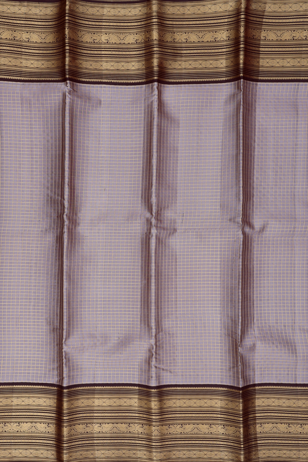 Kanchipuram Silk Saree In Brown With Checks Design