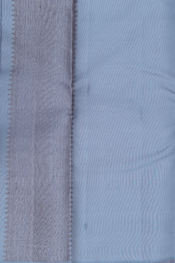 Kanchipuram Silk Saree In Steel Blue With Brocade Design