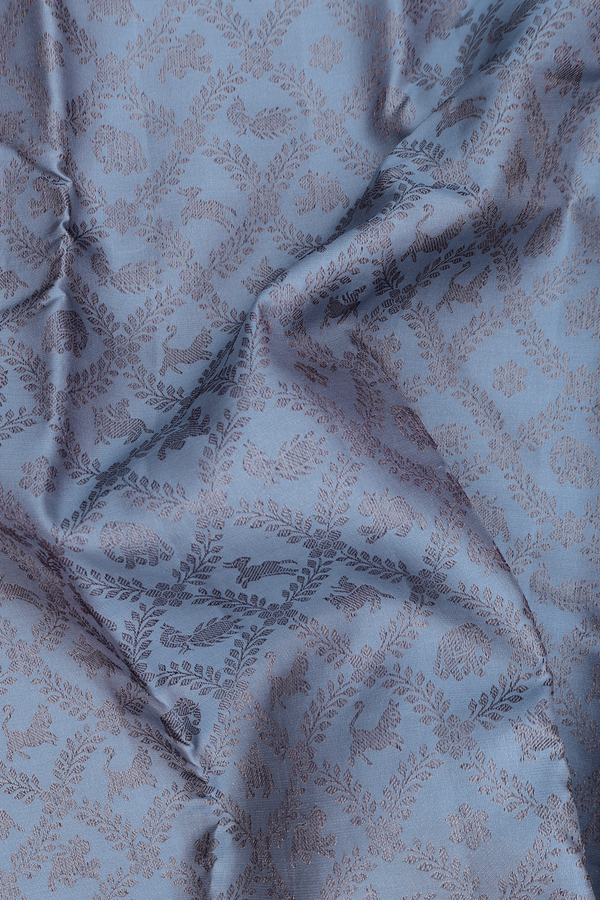 Kanchipuram Silk Saree In Steel Blue With Brocade Design