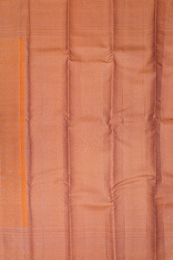 Kanchipuram Silk Saree In Orange With Floral Design
