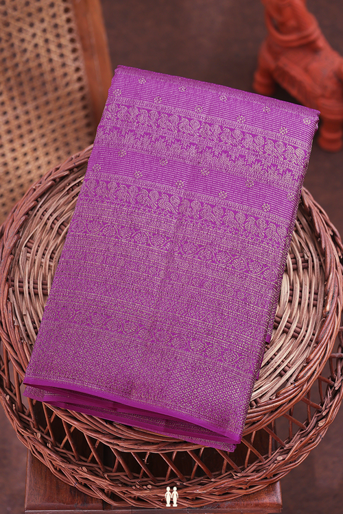 Kanchipuram Silk Saree In Purple With Brocade Design