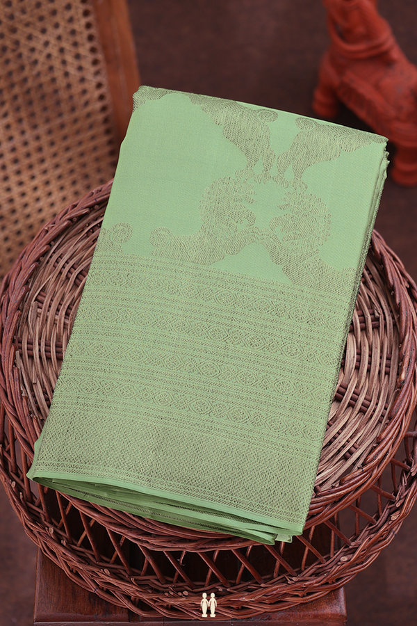 Kanchipuram Silk Saree In Green With Brocade Design