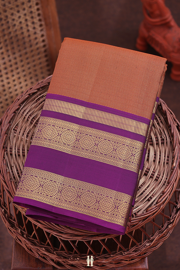Kanchipuram Silk Saree In Brown With Checks Design