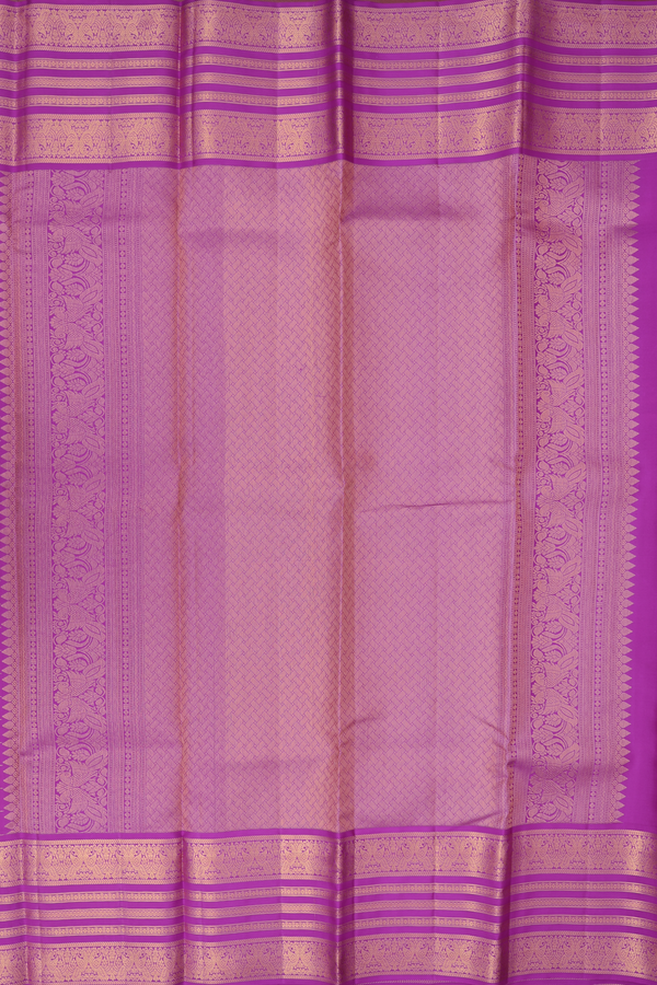 Kanchipuram Silk Saree In Purple Rose With Checks Design