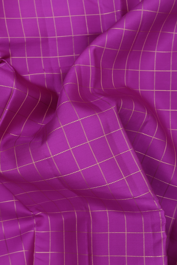 Kanchipuram Silk Saree In Purple Rose With Checks Design