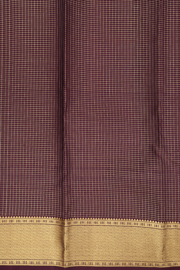 Kanchipuram Silk Saree In Coffee Brown With Checks Design