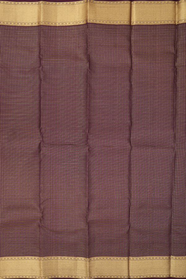 Kanchipuram Silk Saree In Coffee Brown With Checks Design
