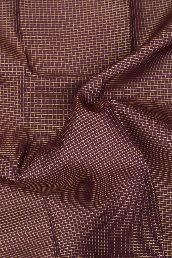 Kanchipuram Silk Saree In Coffee Brown With Checks Design