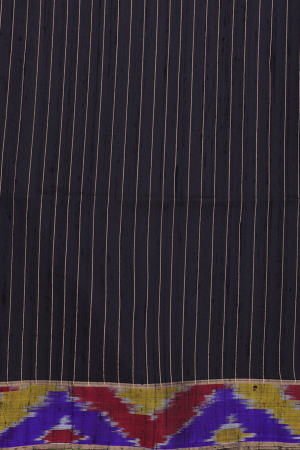 Raw Silk Saree In Fern Green With Stripes Design