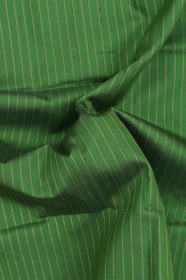 Raw Silk Saree In Fern Green With Stripes Design