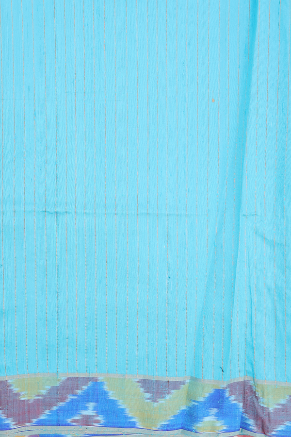 Raw Silk Saree In Tan Brown With Stripes Design