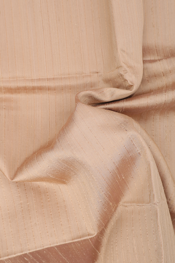Raw Silk Saree In Tan Brown With Stripes Design