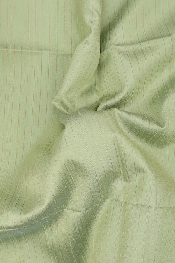 Raw Silk Saree In Green With Stripes Design