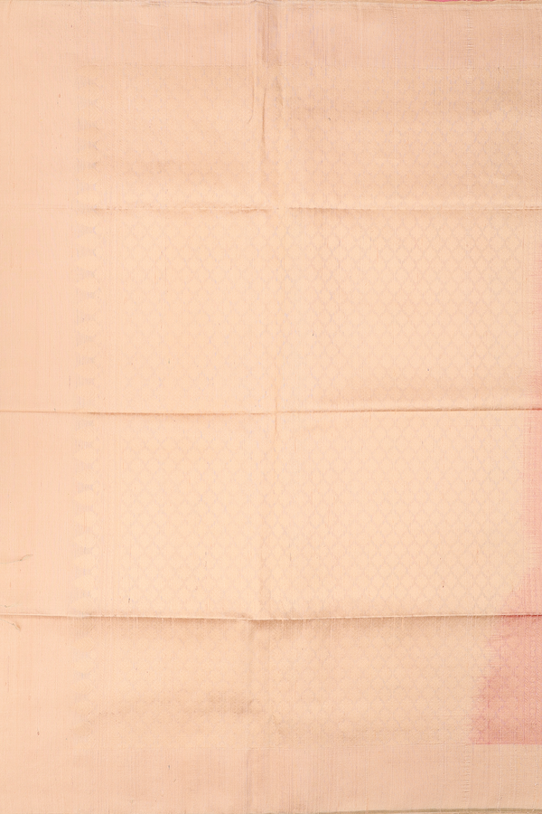 Raw Silk Saree In Pink With Floral Buttas