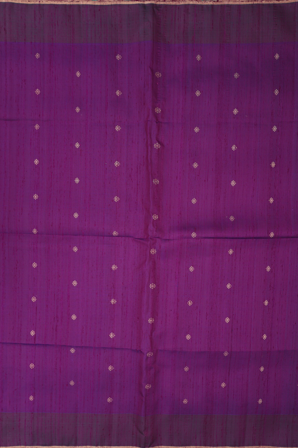 Raw Silk Saree In Purple With Floral Buttas