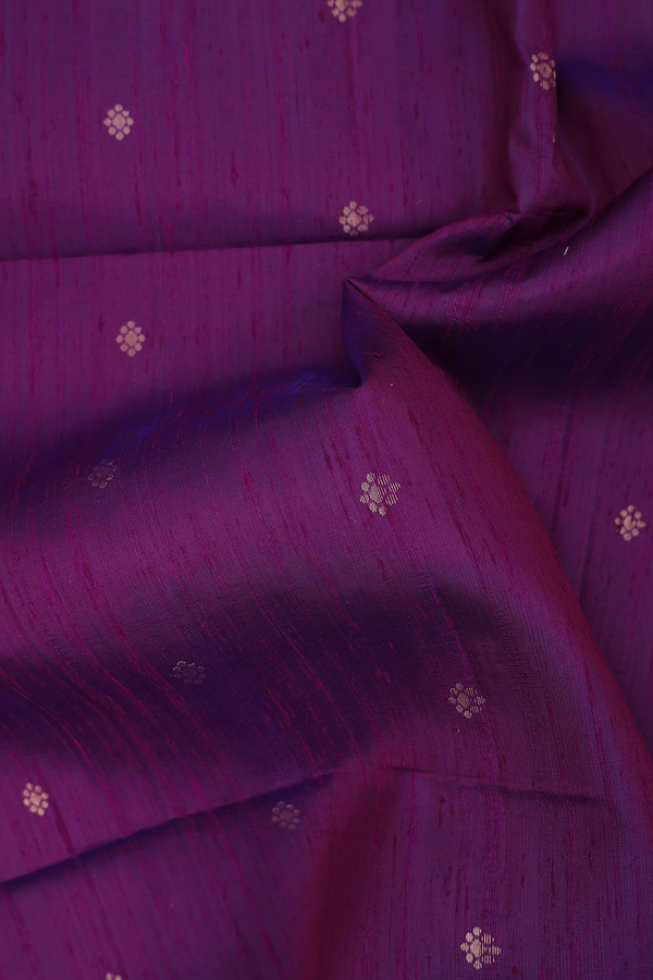 Raw Silk Saree In Purple With Floral Buttas