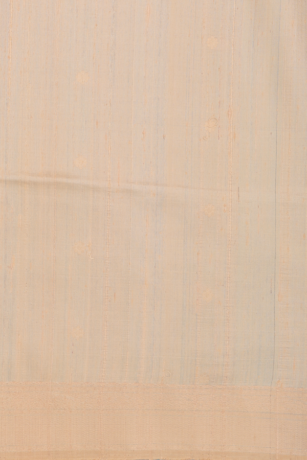 Raw Silk Saree In Blue With Floral Buttas