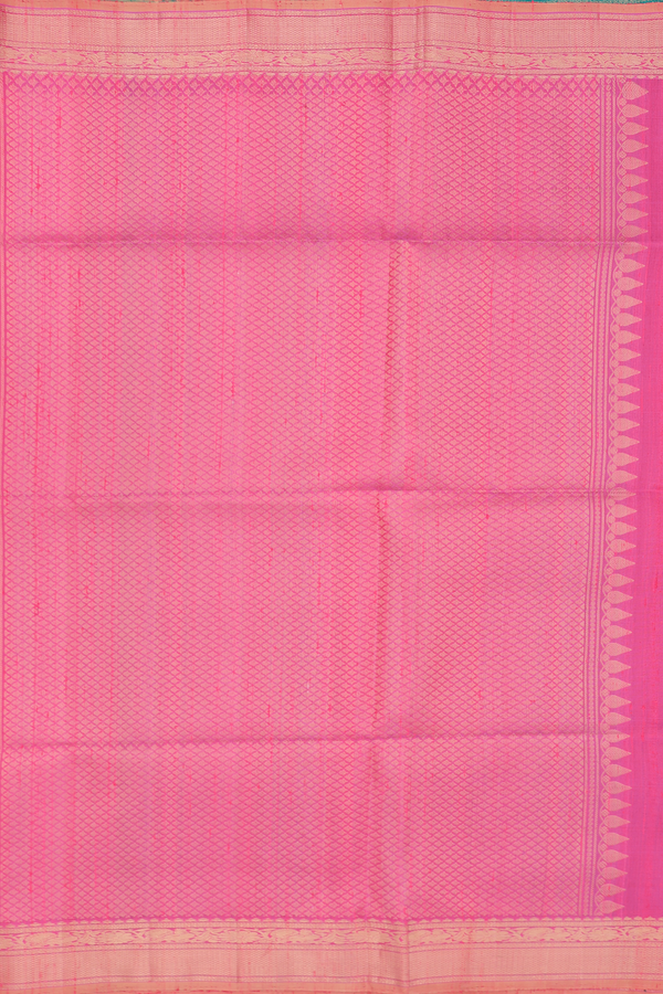 Raw Silk Saree In Pink With Floral Buttas