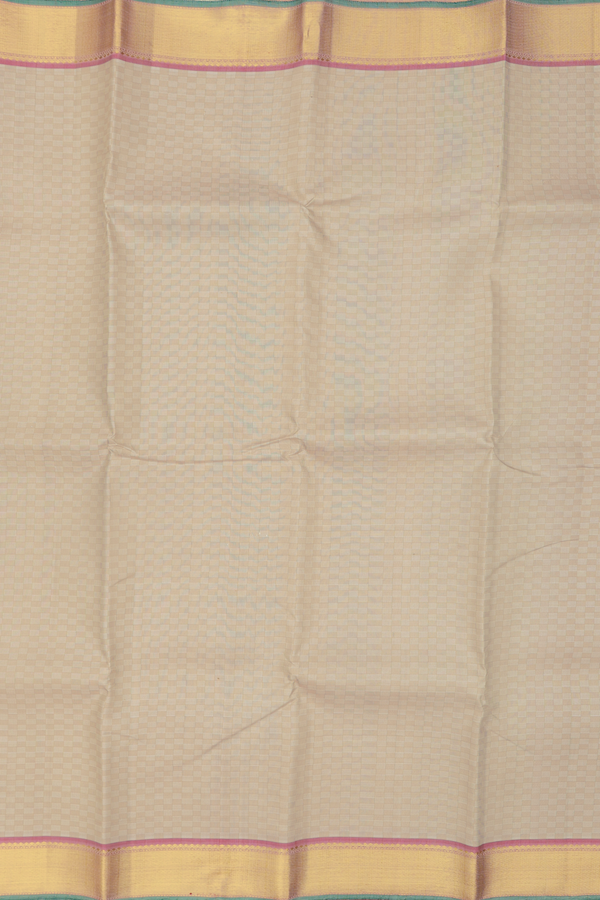 Kanchipuram Silk Saree In Cream With Pale Brown Madippu Kattam