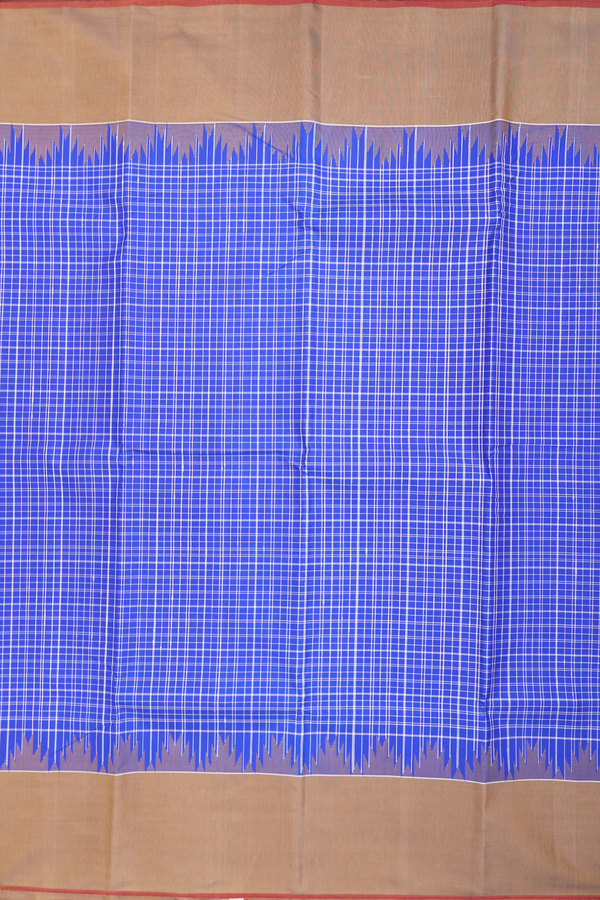 Kanchipuram Silk Saree In Royal Blue With Checks Design