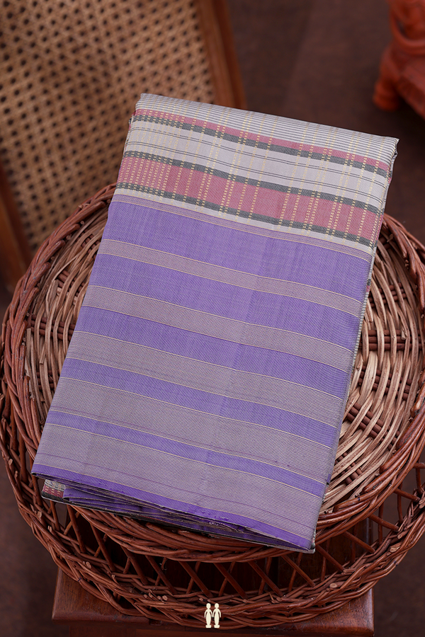 Kanchipuram Silk Saree In Multicolor With Stripes Design