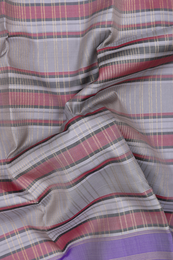 Kanchipuram Silk Saree In Multicolor With Stripes Design