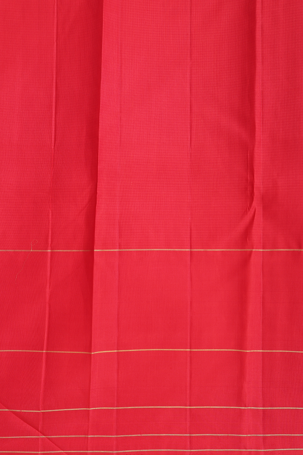 Kanchipuram Silk Saree In Saffron Yellow With Checks Design