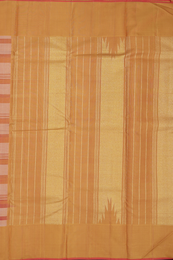 Kanchipuram Silk Saree In Grey And Red With Checks Design