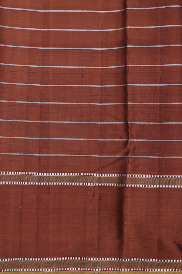 Kanchipuram Silk Saree In Saddle Brown With Checks Design