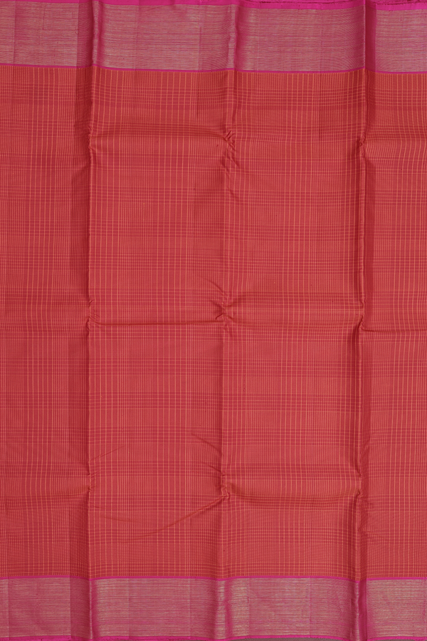 Kanchipuram Silk Saree In Red With Checks Design