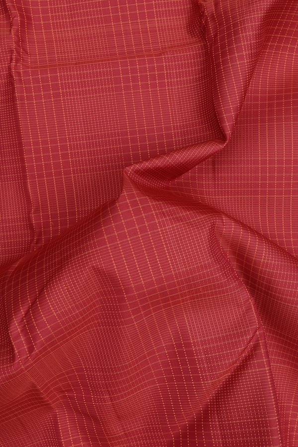 Kanchipuram Silk Saree In Red With Checks Design