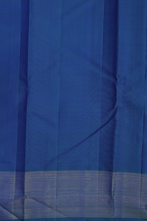 Kanchipuram Silk Saree In Cobalt Blue With Checks Design