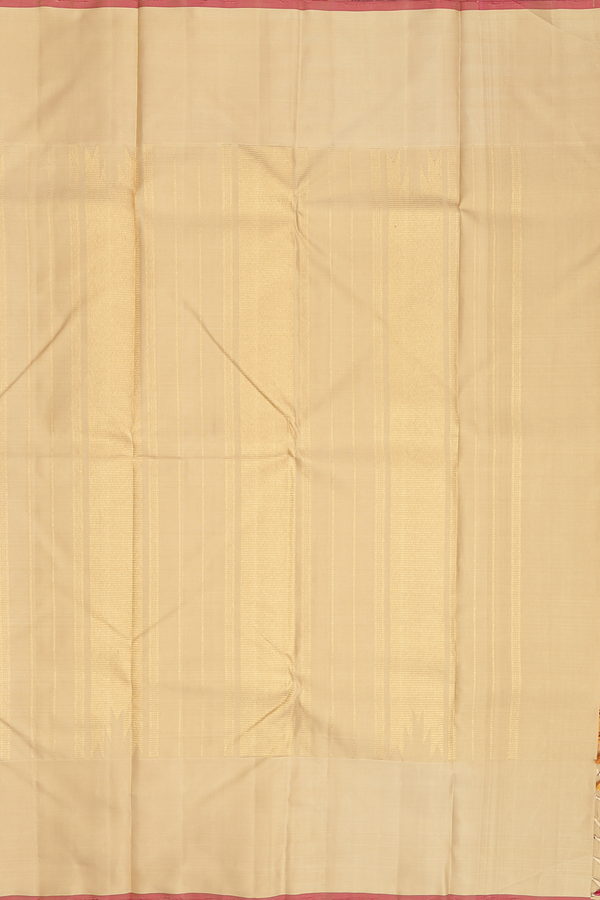 Kanchipuram Silk Saree In Yellow and Brown With Checks Design