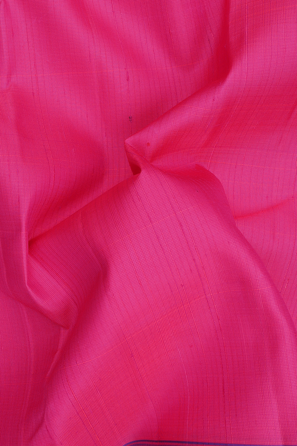 Kanchipuram Silk Saree In Rani Pink With Stripes Border