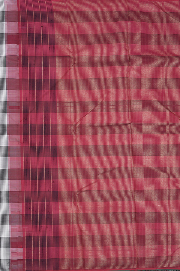 Kanchipuram Silk Saree In Black And White With Checks Design