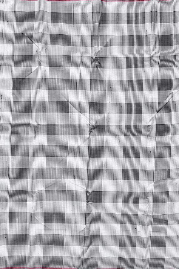 Kanchipuram Silk Saree In Black And White With Checks Design