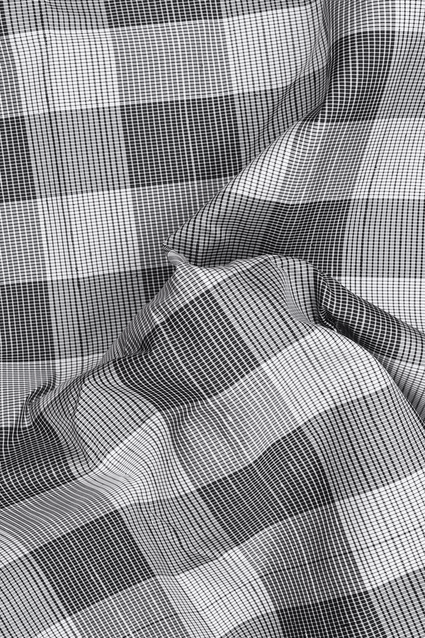 Kanchipuram Silk Saree In Black And White With Checks Design