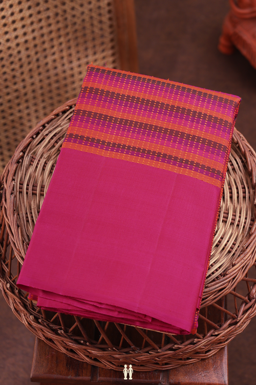 Kanchipuram Silk Saree In Multicolor With Stripes Design