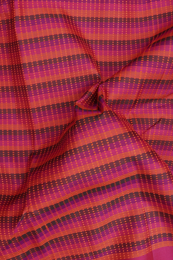 Kanchipuram Silk Saree In Multicolor With Stripes Design