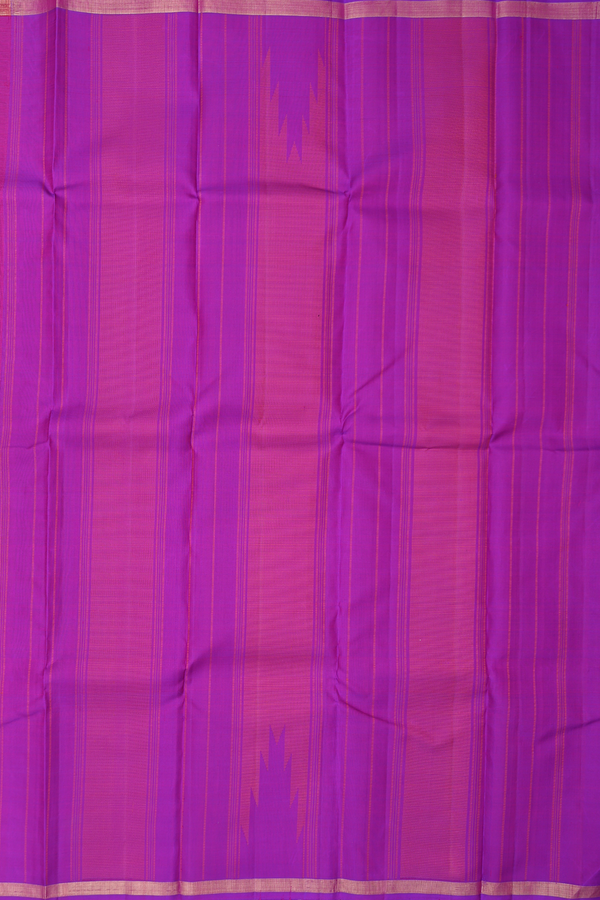 Kanchipuram Silk Saree In Purple Rose With Stripes Design