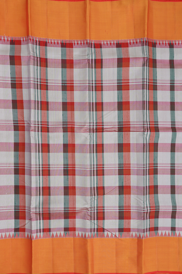 Kanchipuram Silk Saree In Multicolor With Checks Design