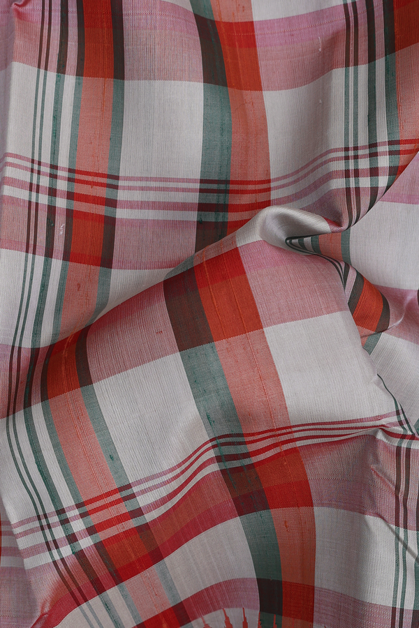 Kanchipuram Silk Saree In Multicolor With Checks Design