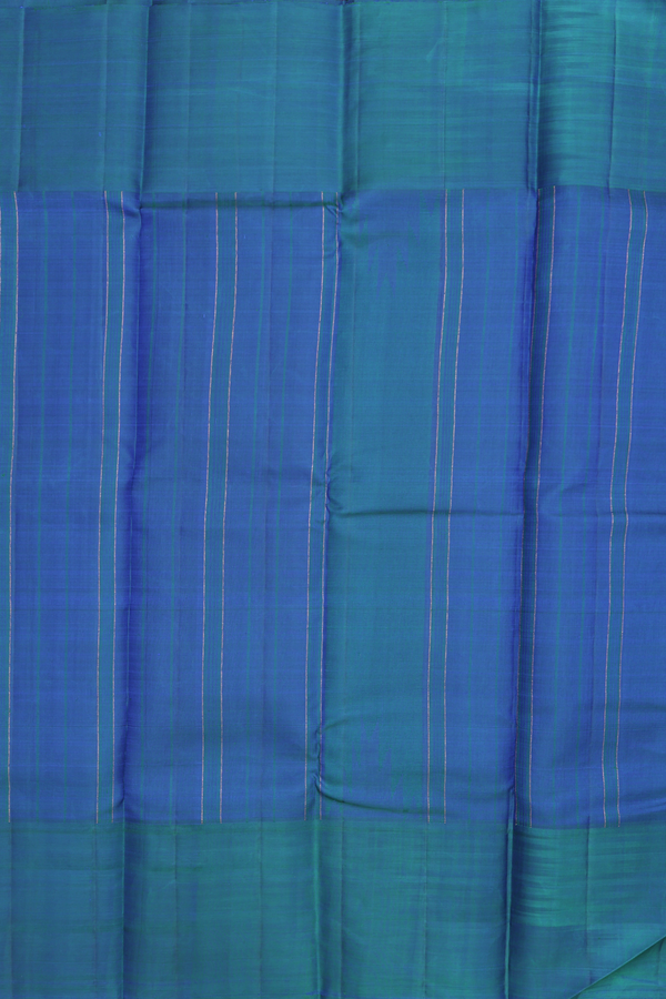 Kanchipuram Silk Saree In Royal Blue With Stripes Design