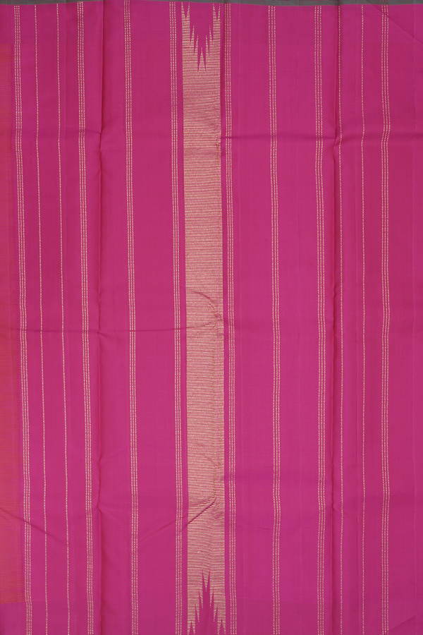 Kanchipuram Silk Saree In Crimson Red With Stripes Design
